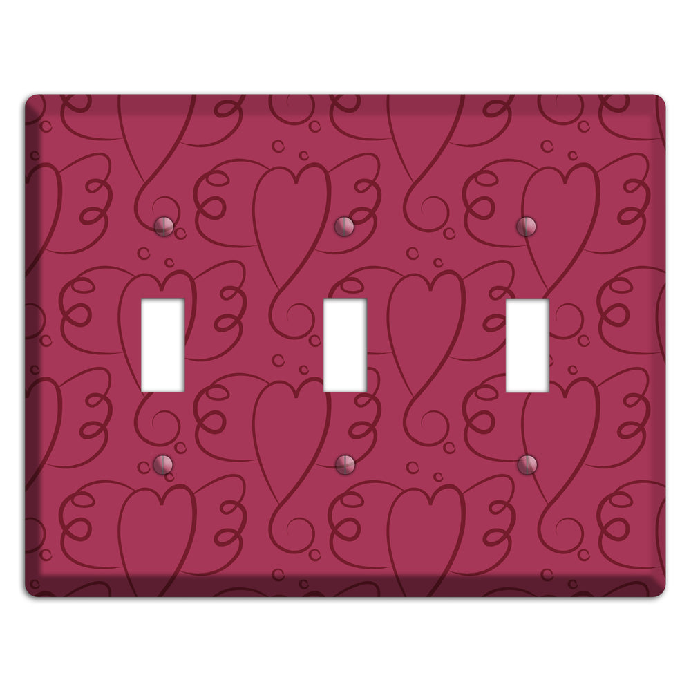 Fuschia Winged Hearts 3 Toggle Wallplate