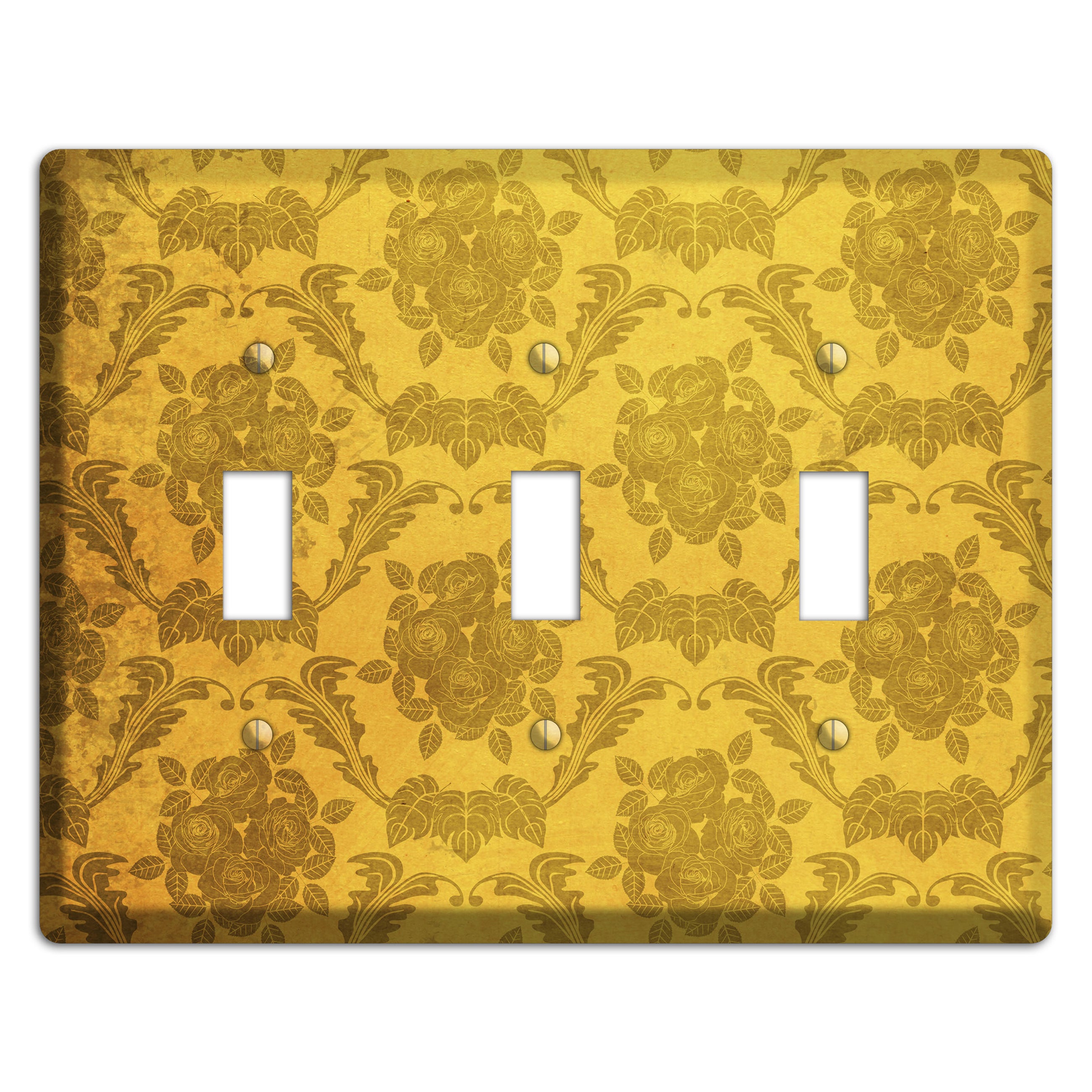 Tusock Vintage Rose Damask 3 Toggle Wallplate