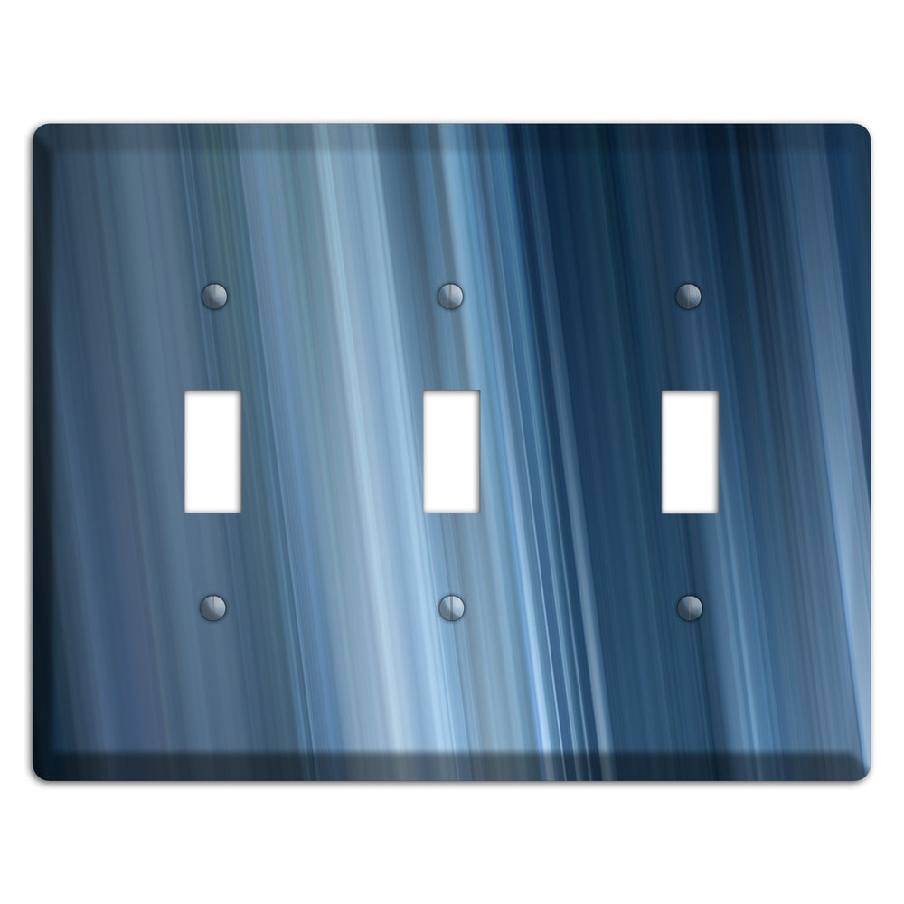 Brushed Blue Stripes 3 Toggle Wallplate