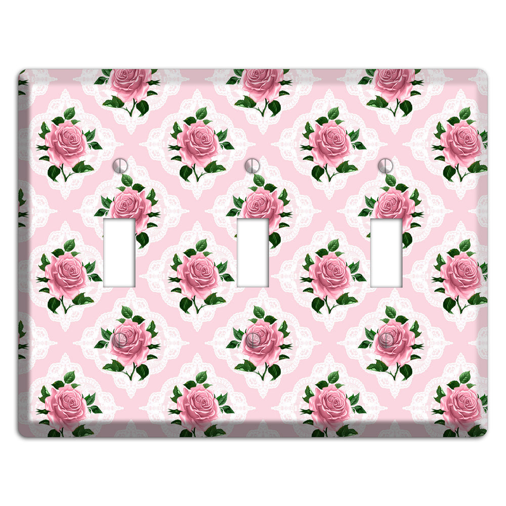 Pink Rose Doily 3 Toggle Wallplate