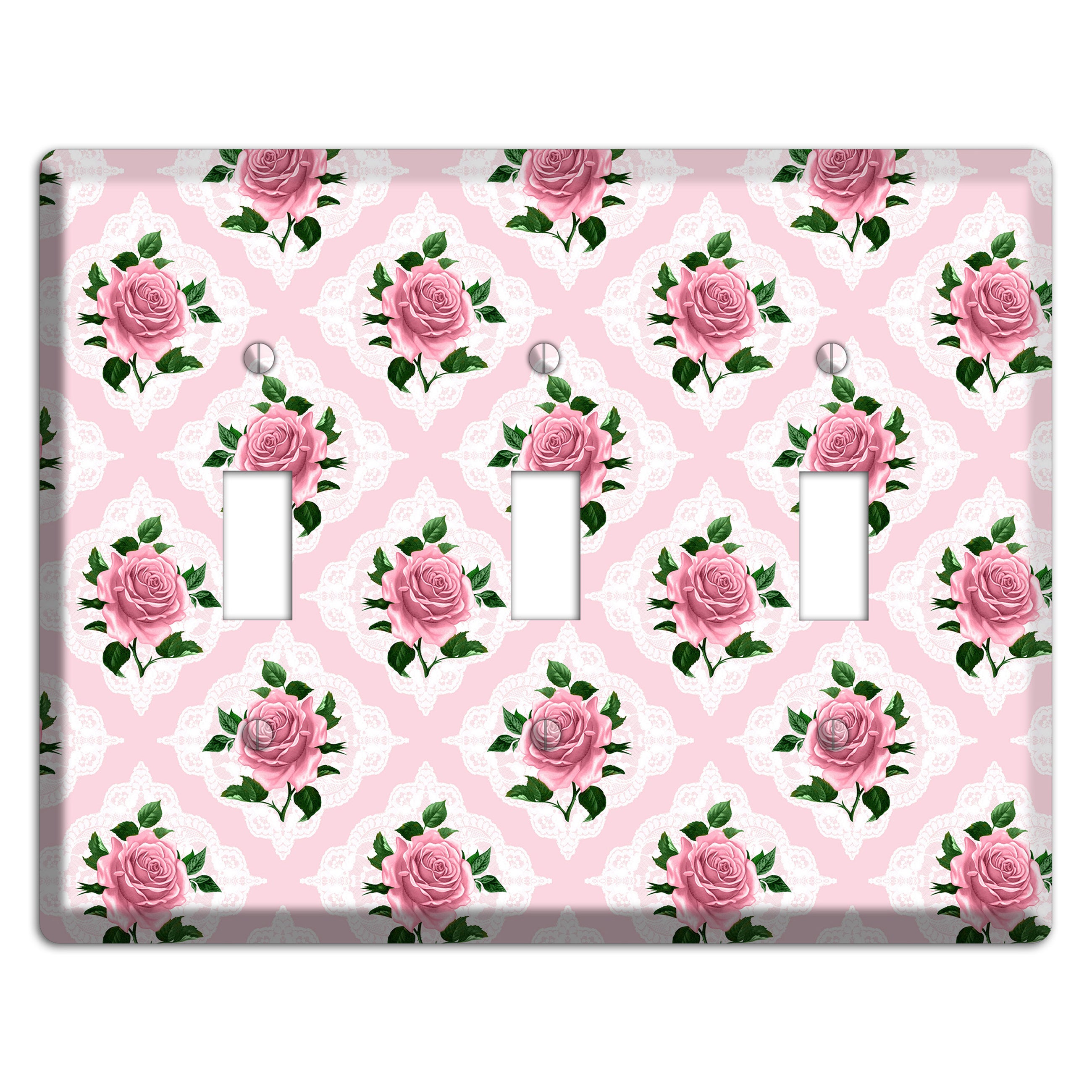 Pink Rose Doily 3 Toggle Wallplate