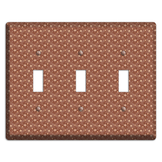 Tiny Brown Vine Floral 3 Toggle Wallplate