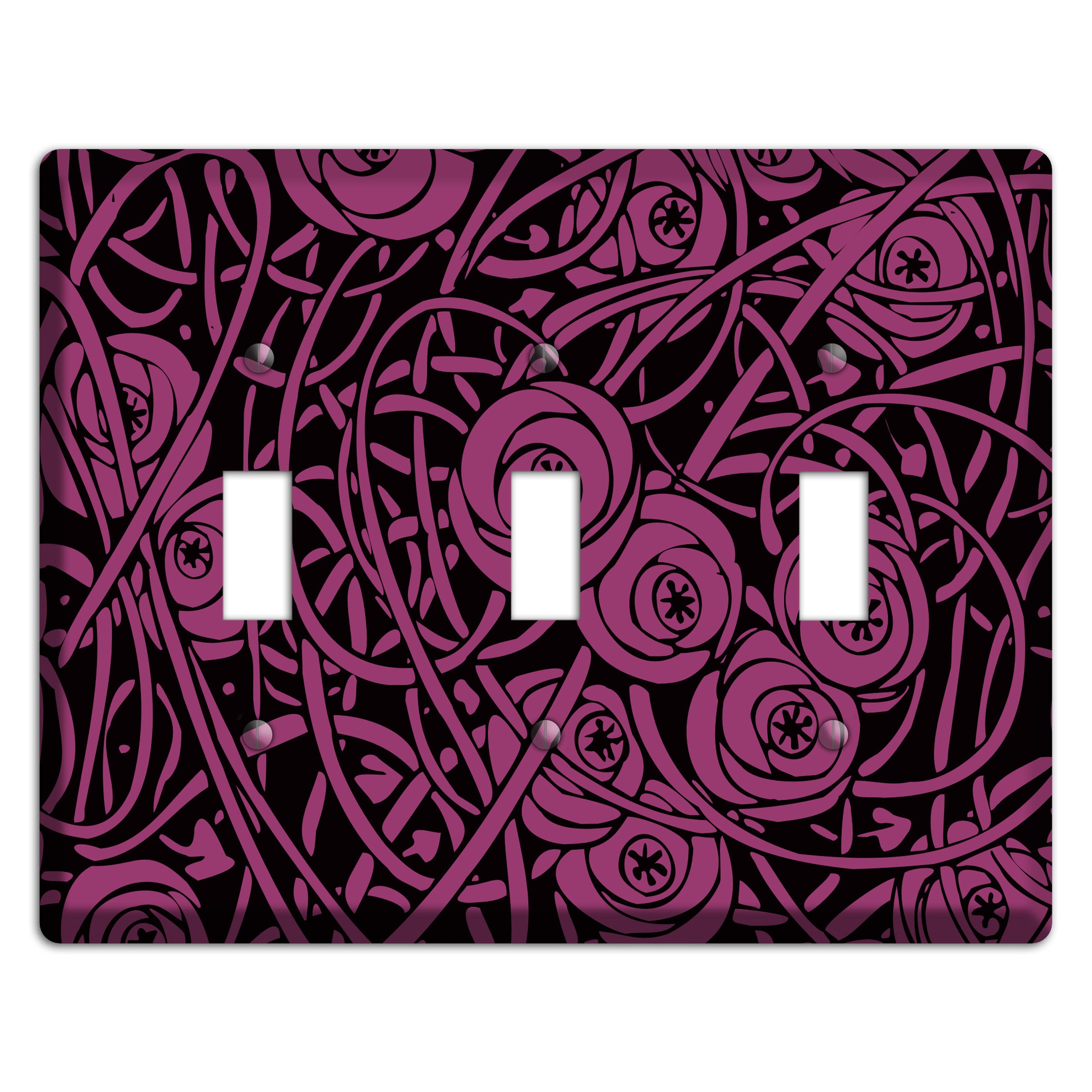 Fuschia Deco Floral 3 Toggle Wallplate