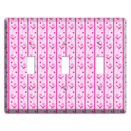 Pink Floral Pattern 3 Toggle Wallplate