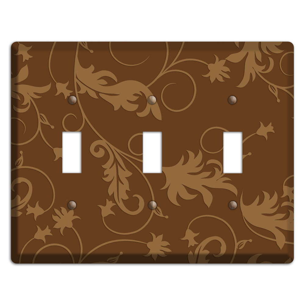 Brown Victorian Sprig 3 Toggle Wallplate