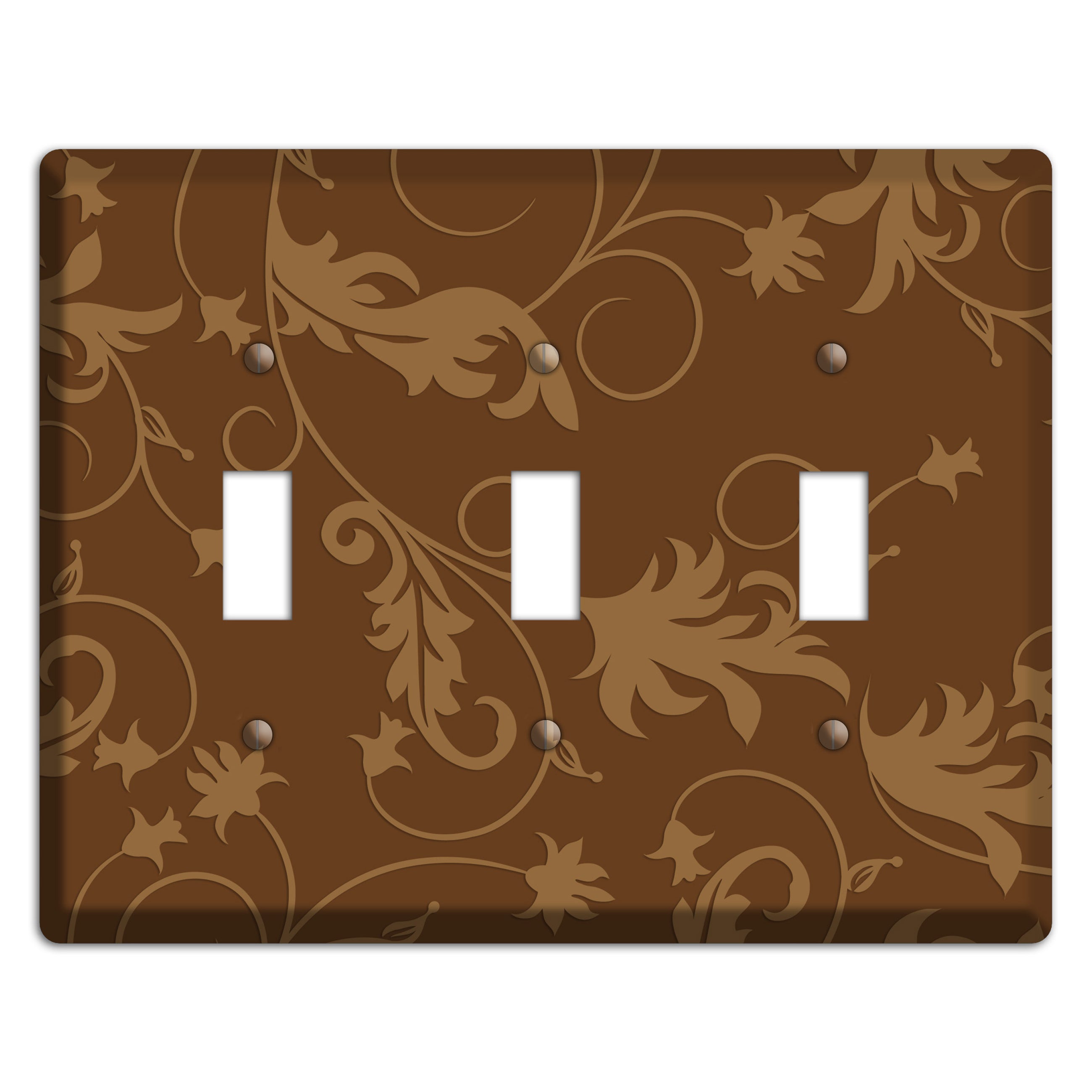 Brown Victorian Sprig 3 Toggle Wallplate