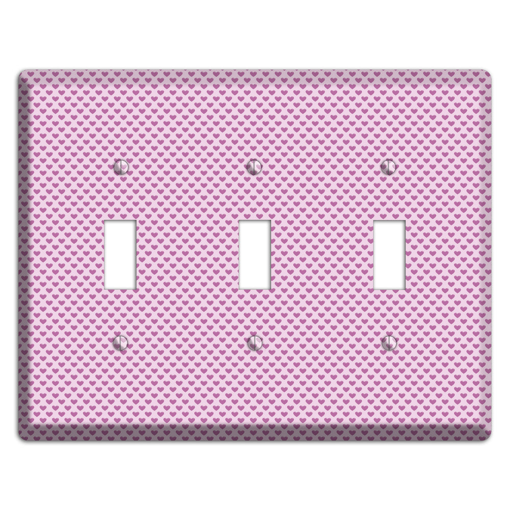 Pink Hearts 3 Toggle Wallplate