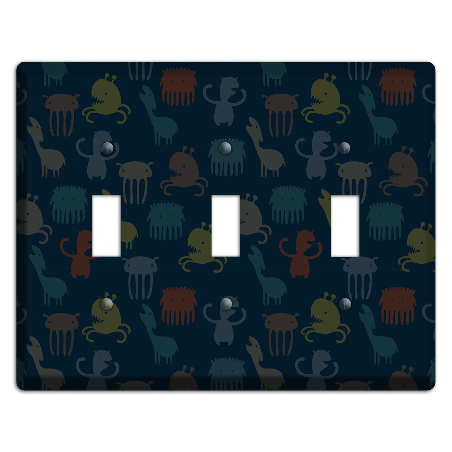Silly Monsters Black 3 Toggle Wallplate