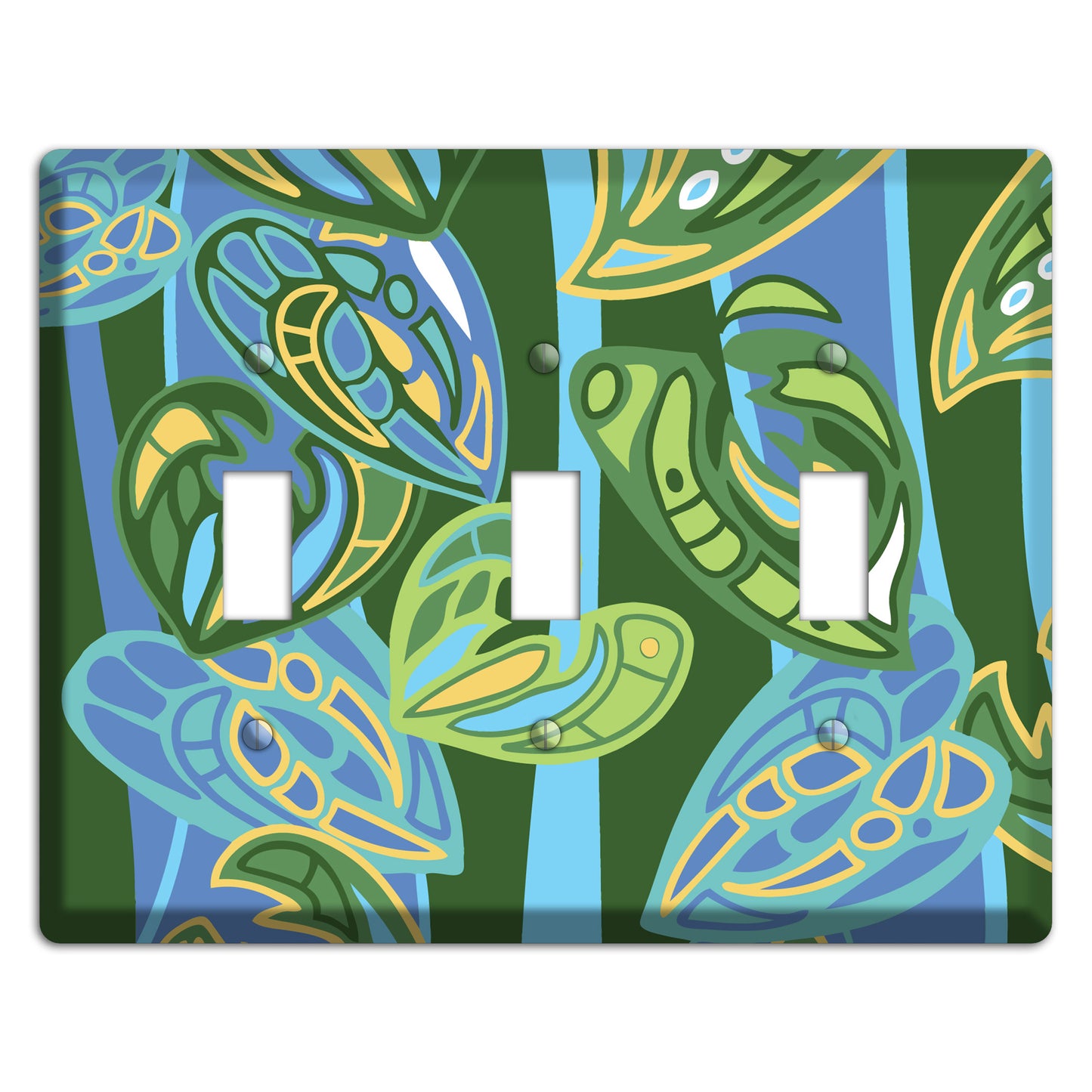 Pacific Blue and Green 3 Toggle Wallplate