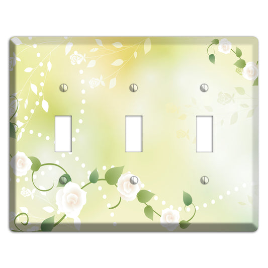 Green Delicate Flowers 3 Toggle Wallplate