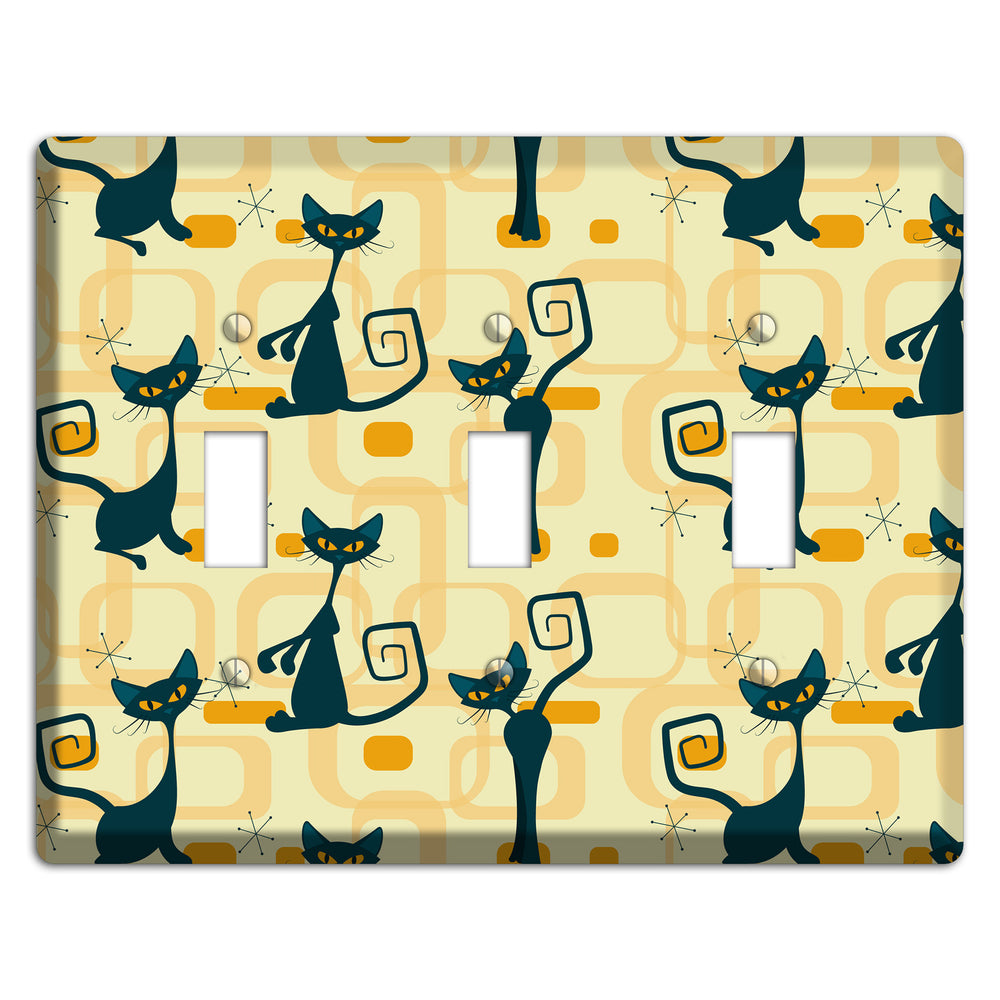 Navy Kitties 3 Toggle Wallplate