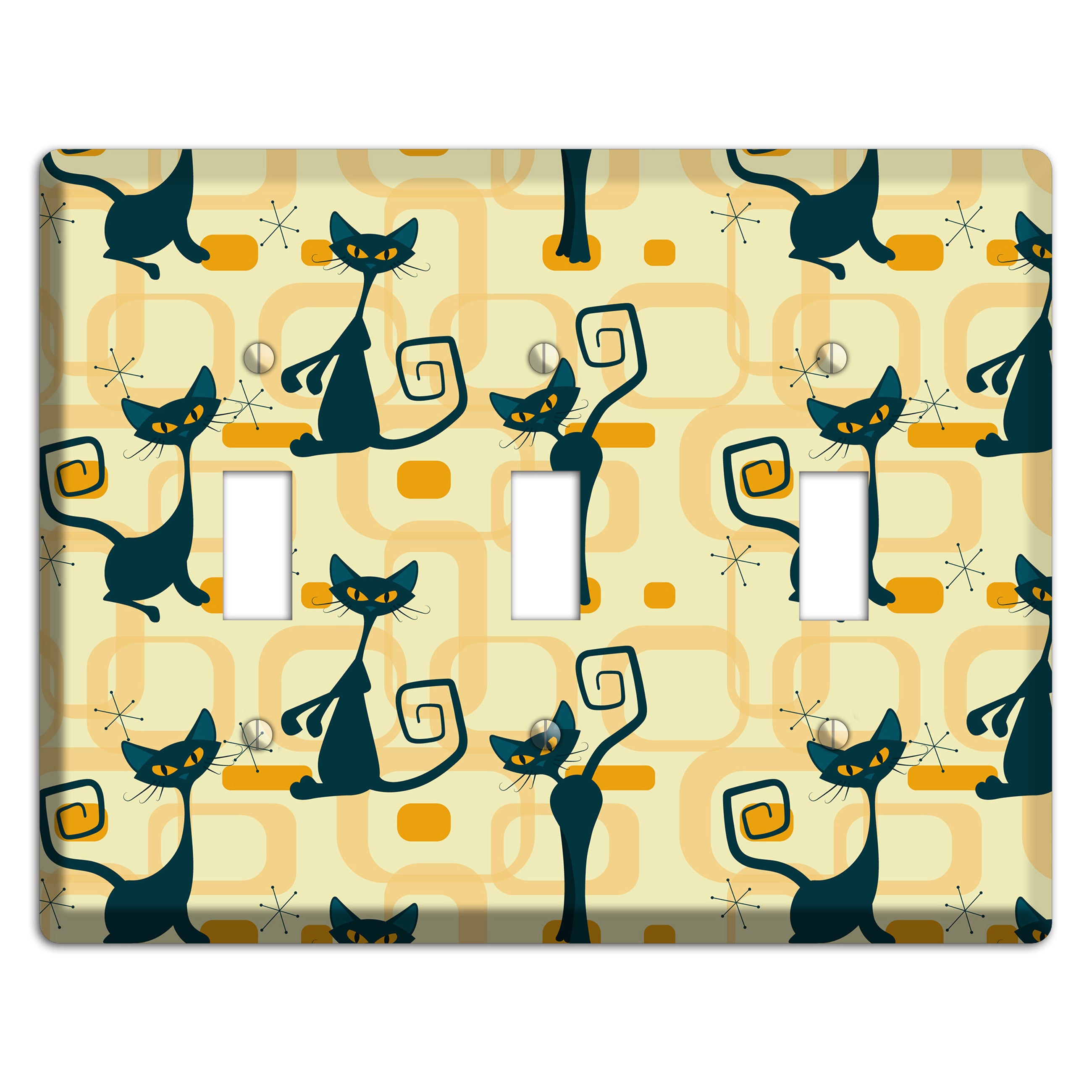 Navy Kitties 3 Toggle Wallplate