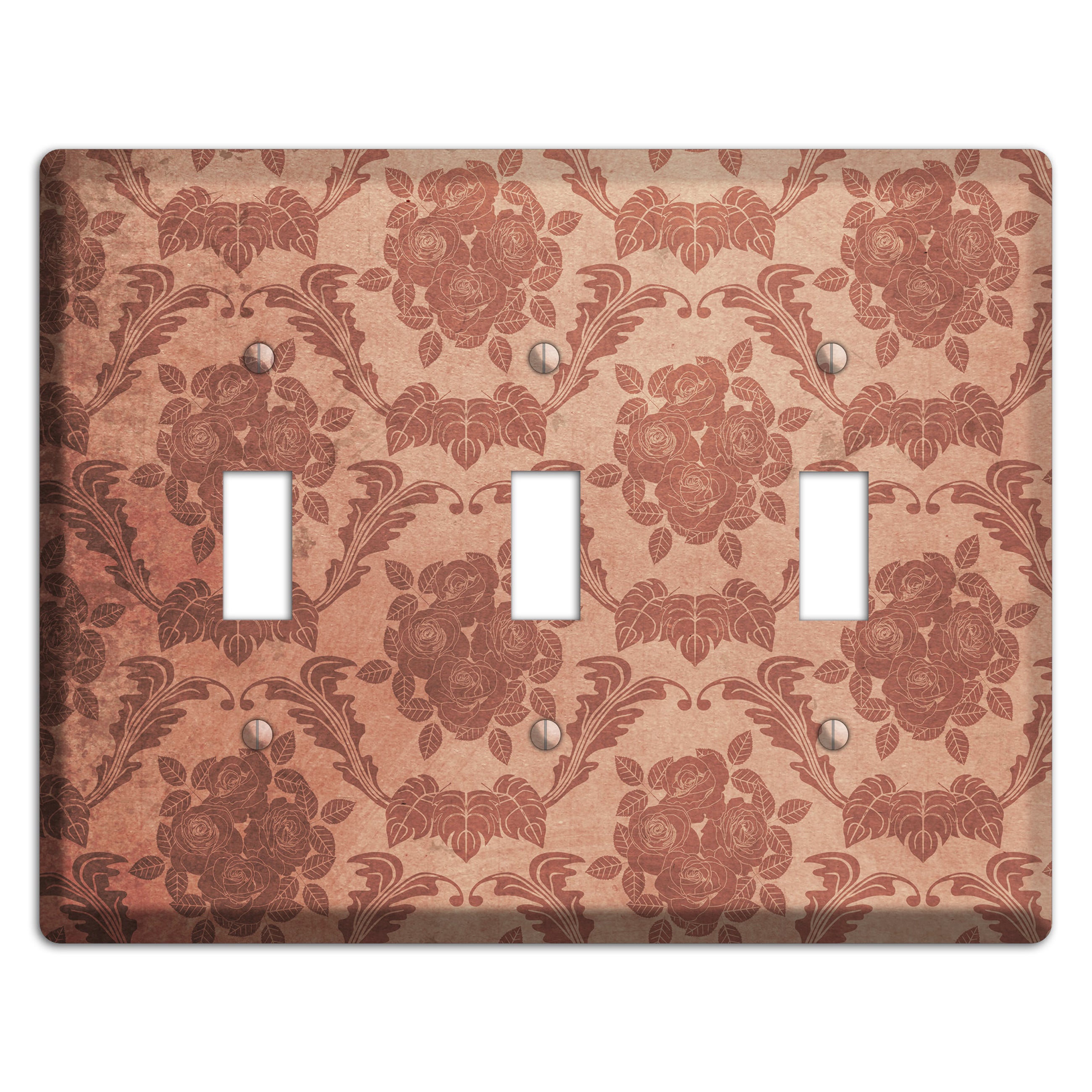 Old Rose Vintage Rose Damask 3 Toggle Wallplate