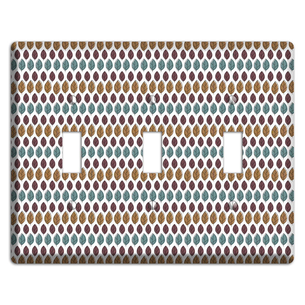 Multi Brown Dusty Blue Leaf Contour 3 Toggle Wallplate