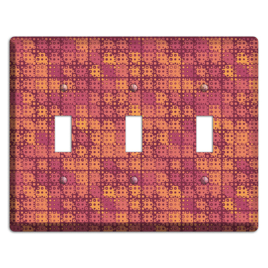 Coral Grunge Squares 3 Toggle Wallplate