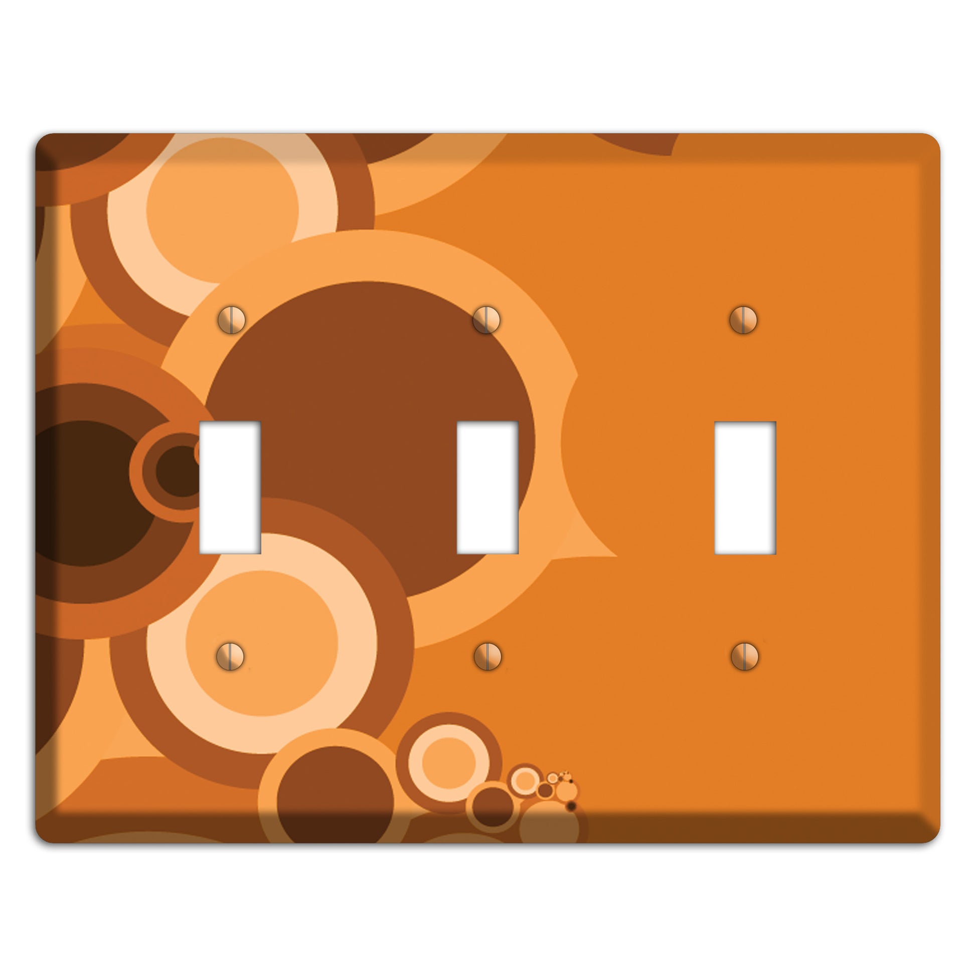 Burnt Orange Circles 3 Toggle Wallplate