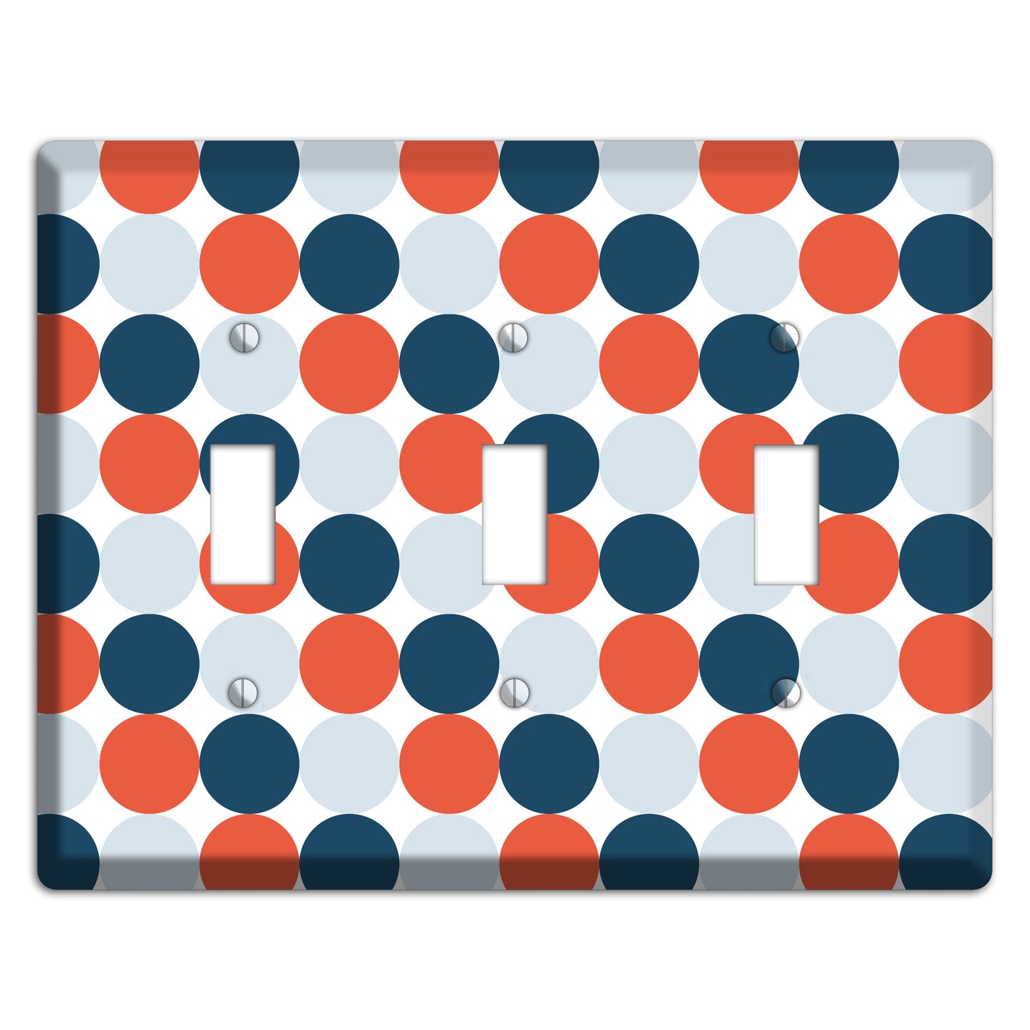 Multi Blue Red Tiled Dots 3 Toggle Wallplate