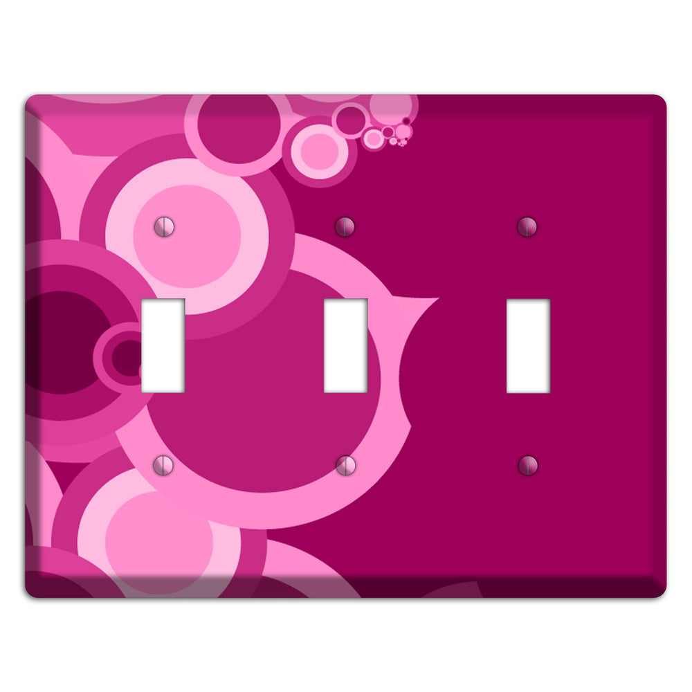 Pink and Fuschia Circles 3 Toggle Wallplate
