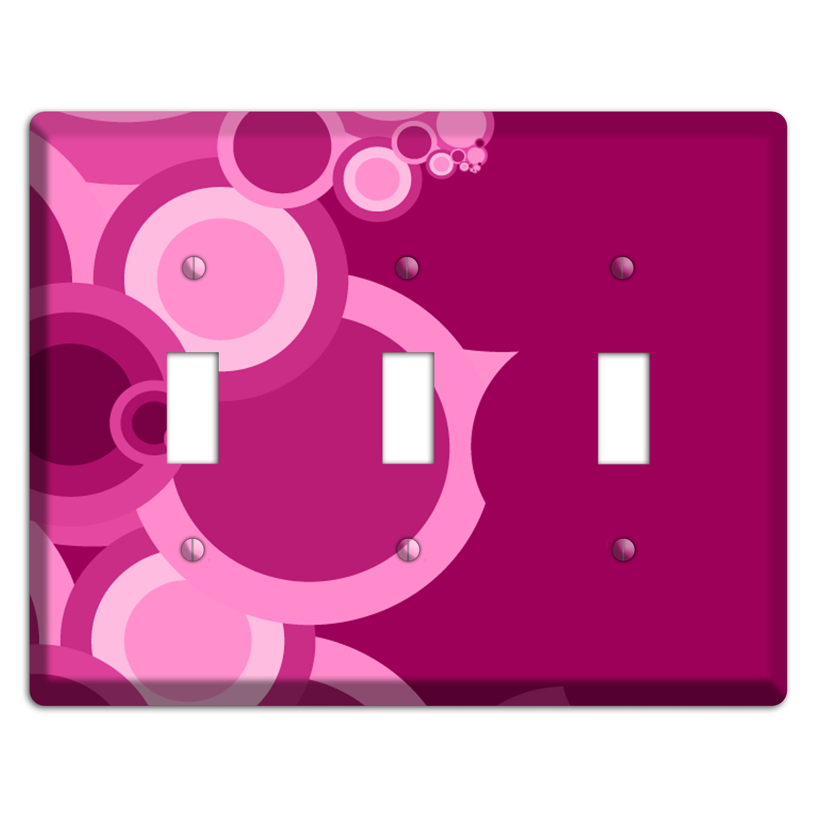 Pink and Fuschia Circles 3 Toggle Wallplate