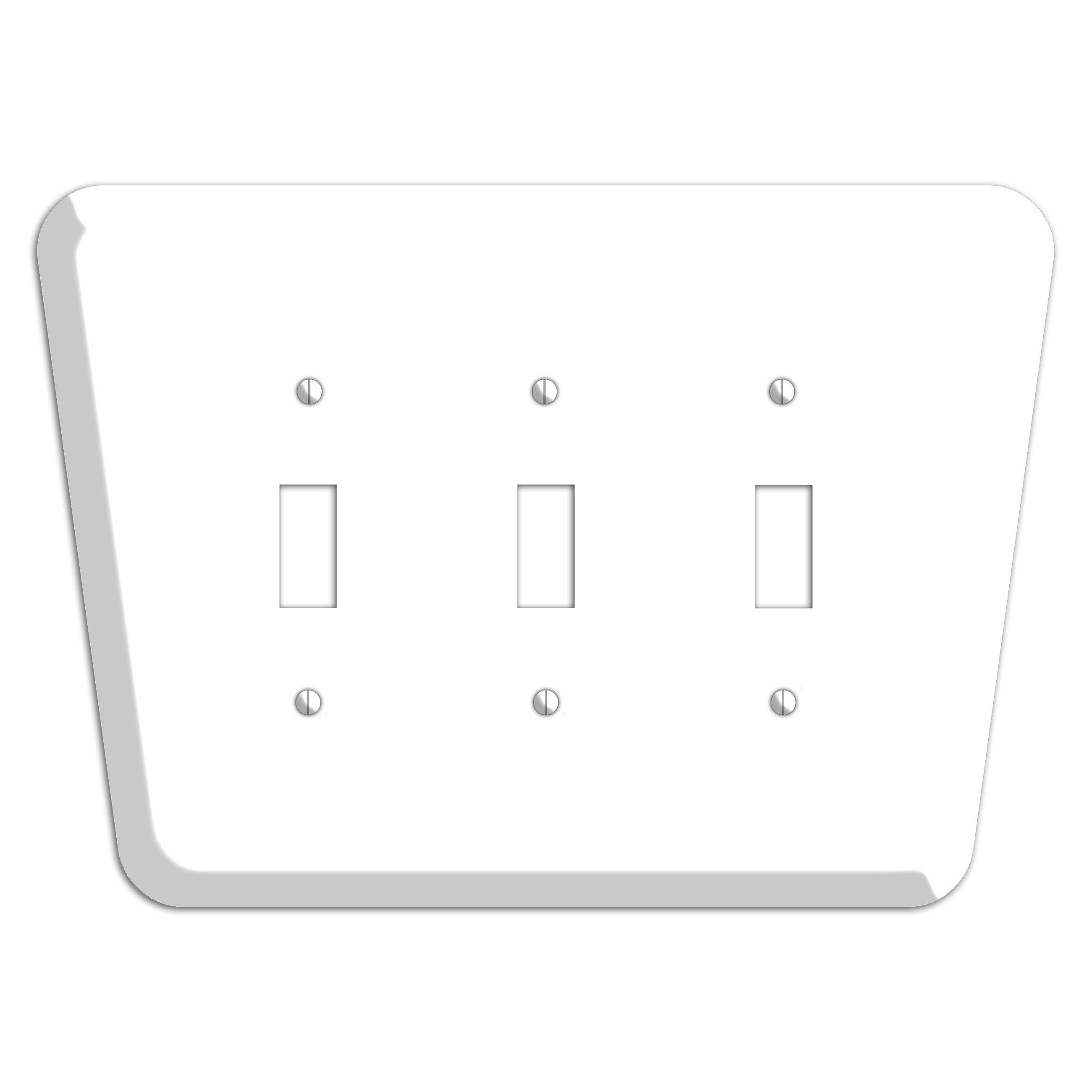 White Mid-Century 3 Toggle Wallplate
