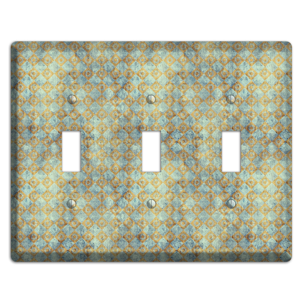 Green and Beige Diamond Circles 3 Toggle Wallplate