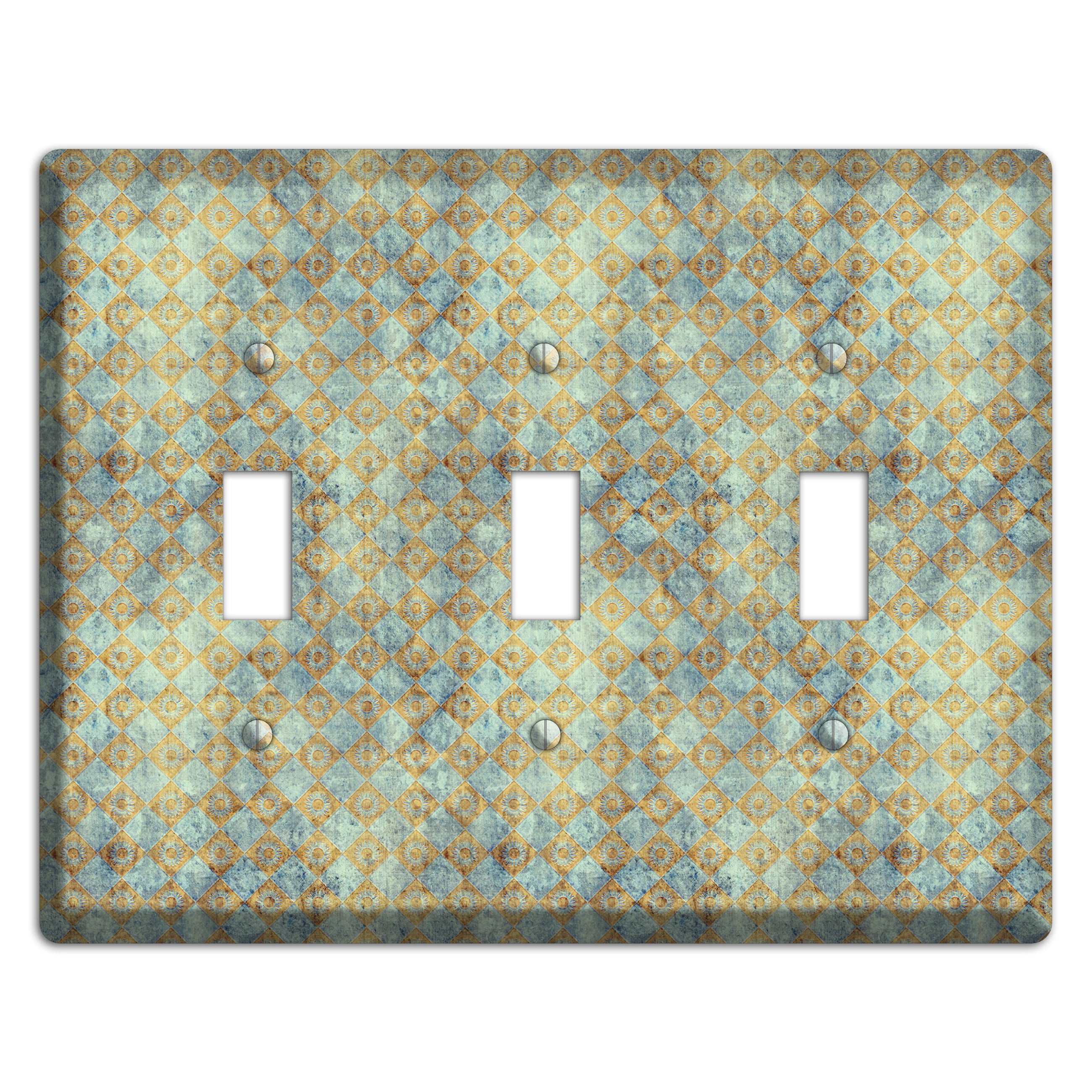 Green and Beige Diamond Circles 3 Toggle Wallplate