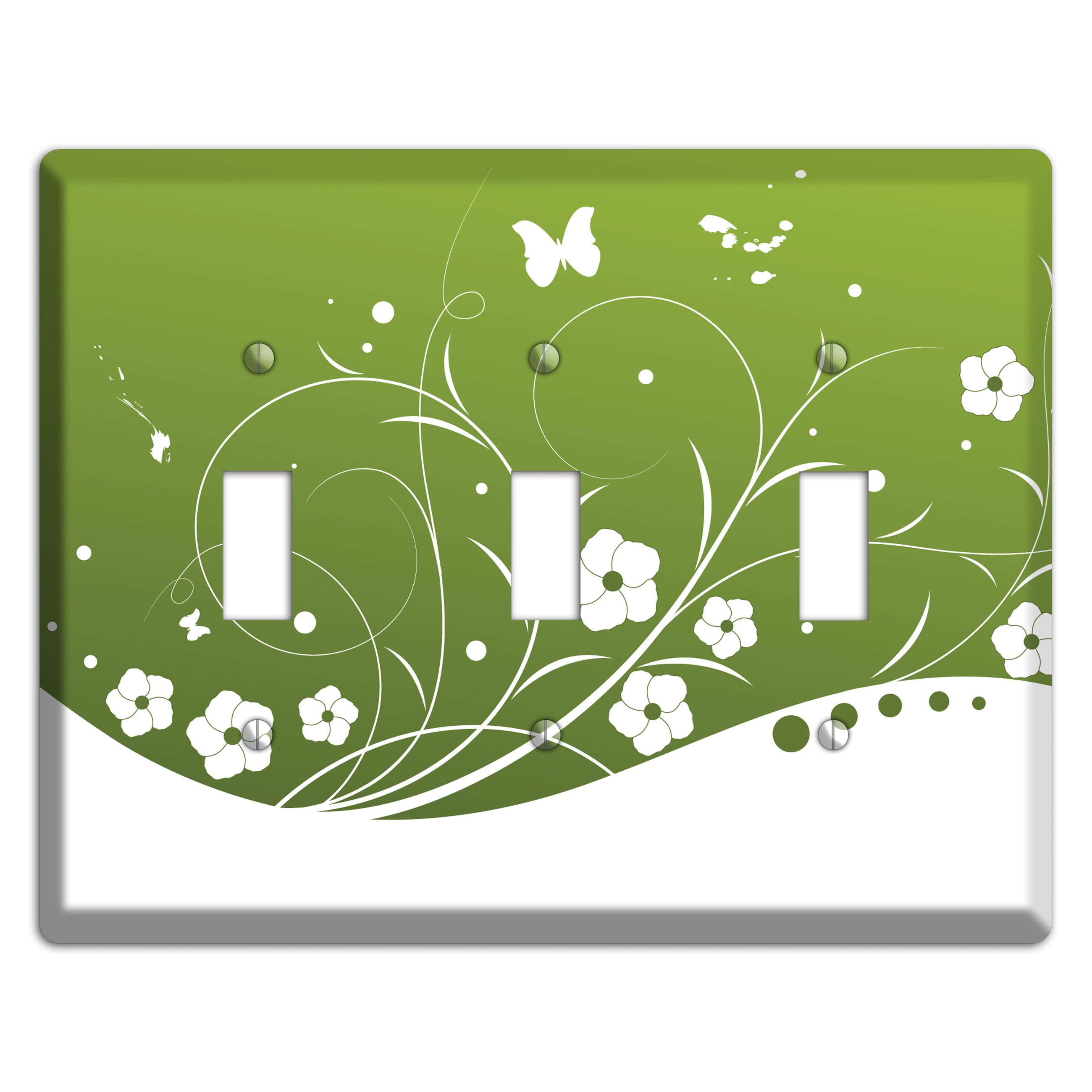 Green Floral Sprig 3 Toggle Wallplate
