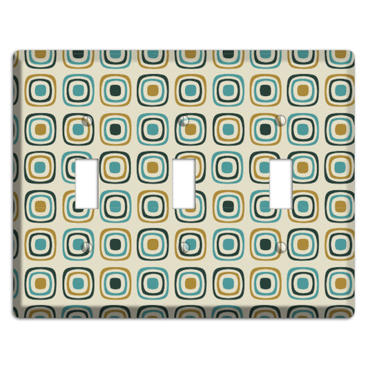 Yellow and Blue Rounded Squares 3 Toggle Wallplate