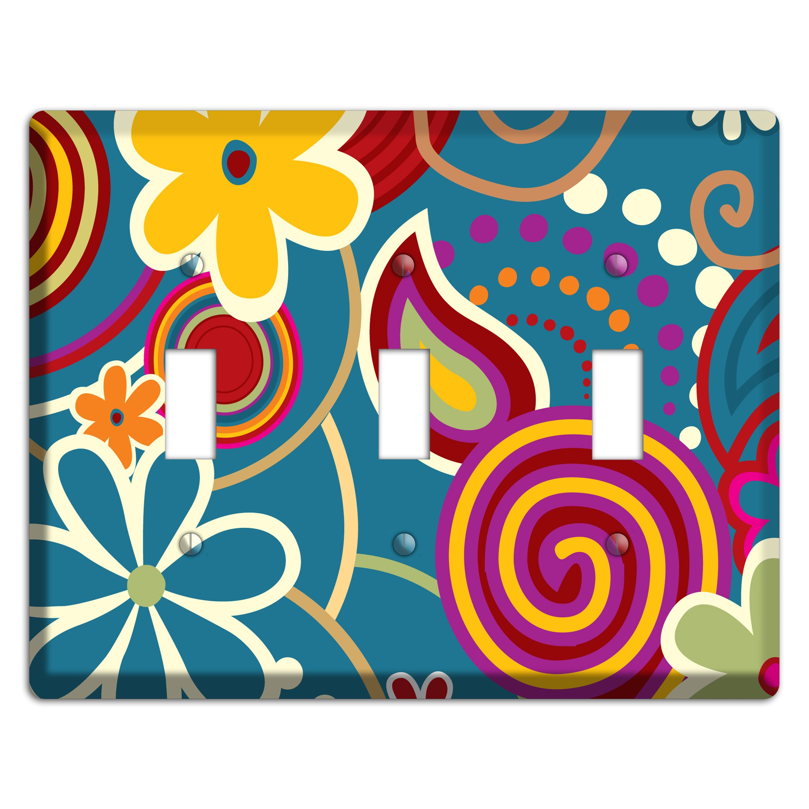 Bold Blue Flowers 3 Toggle Wallplate