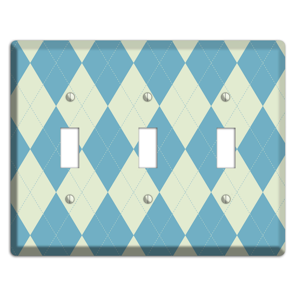 Mustard and Black Plaid 3 Toggle Wallplate