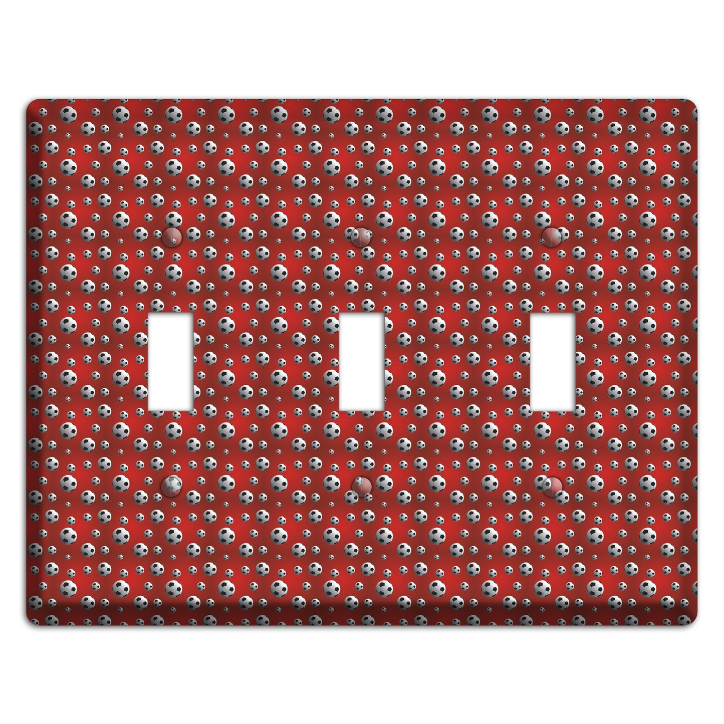 Red with Soccer Balls 3 Toggle Wallplate