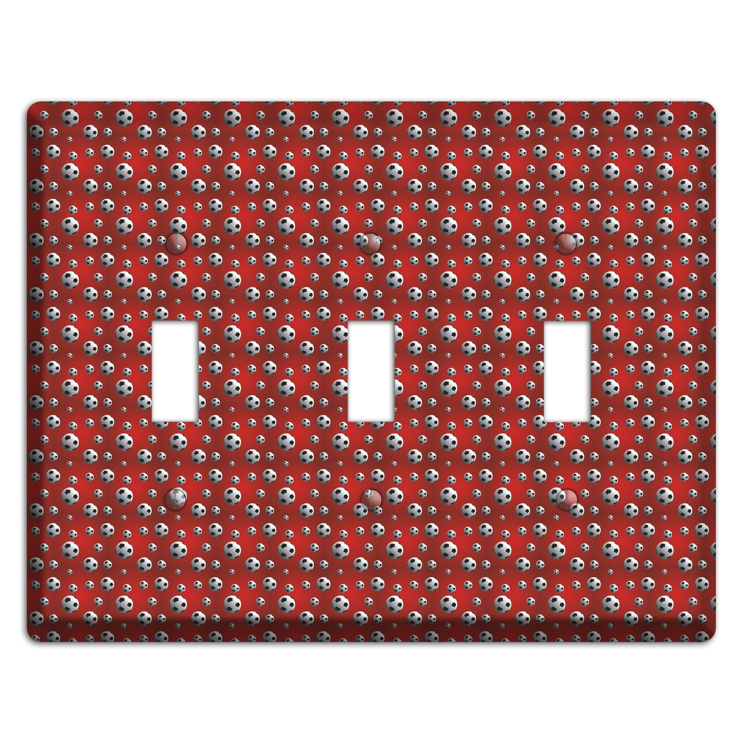 Red with Soccer Balls 3 Toggle Wallplate