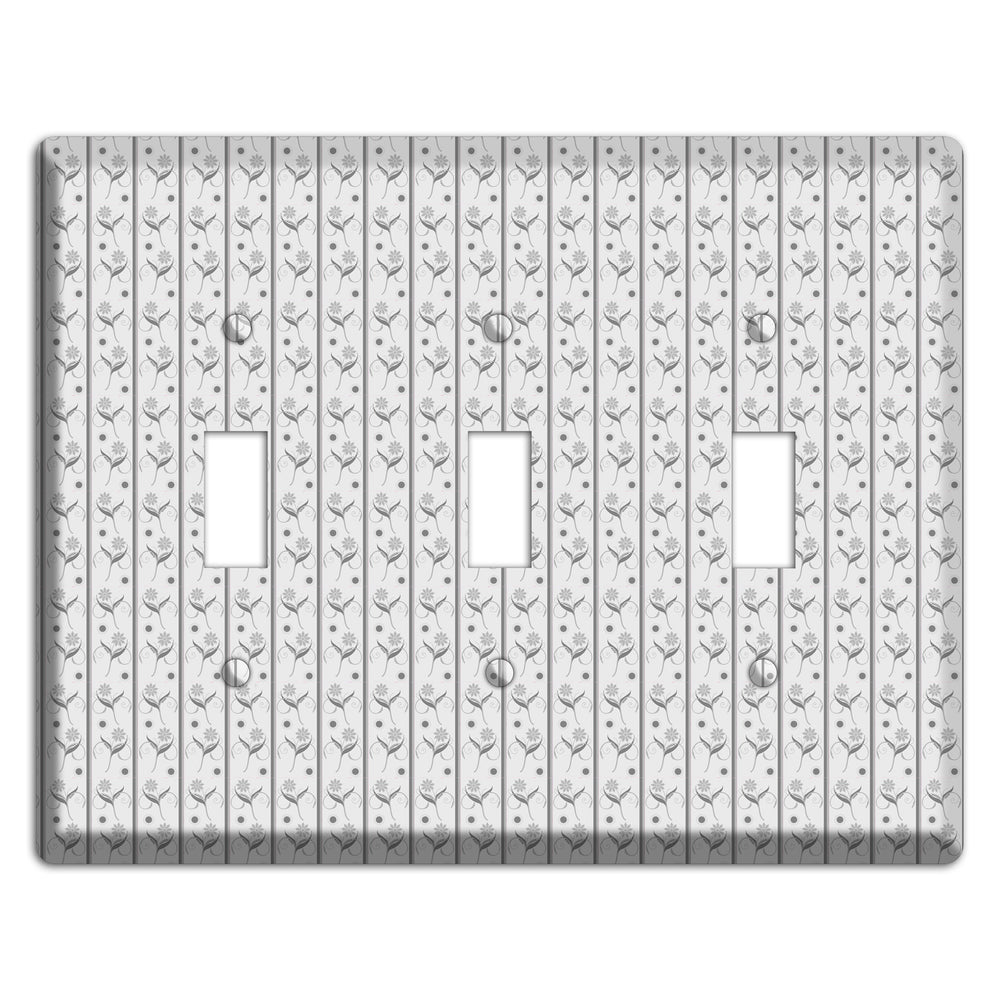 Grey Small Floral Pattern 3 Toggle Wallplate