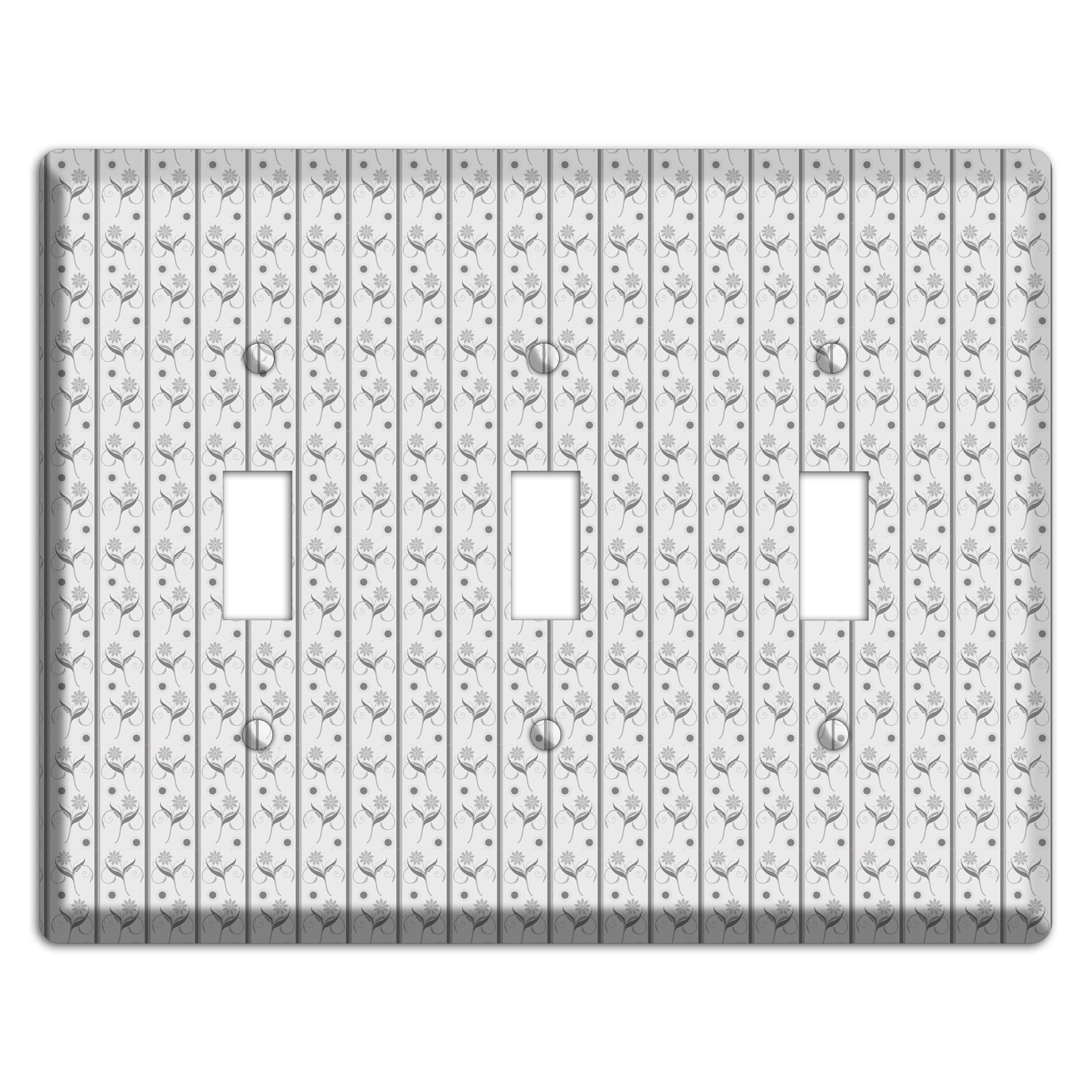 Grey Small Floral Pattern 3 Toggle Wallplate