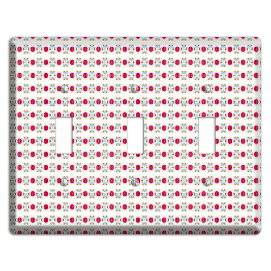 Off White with Red Blue Olive Tapestry 3 Toggle Wallplate