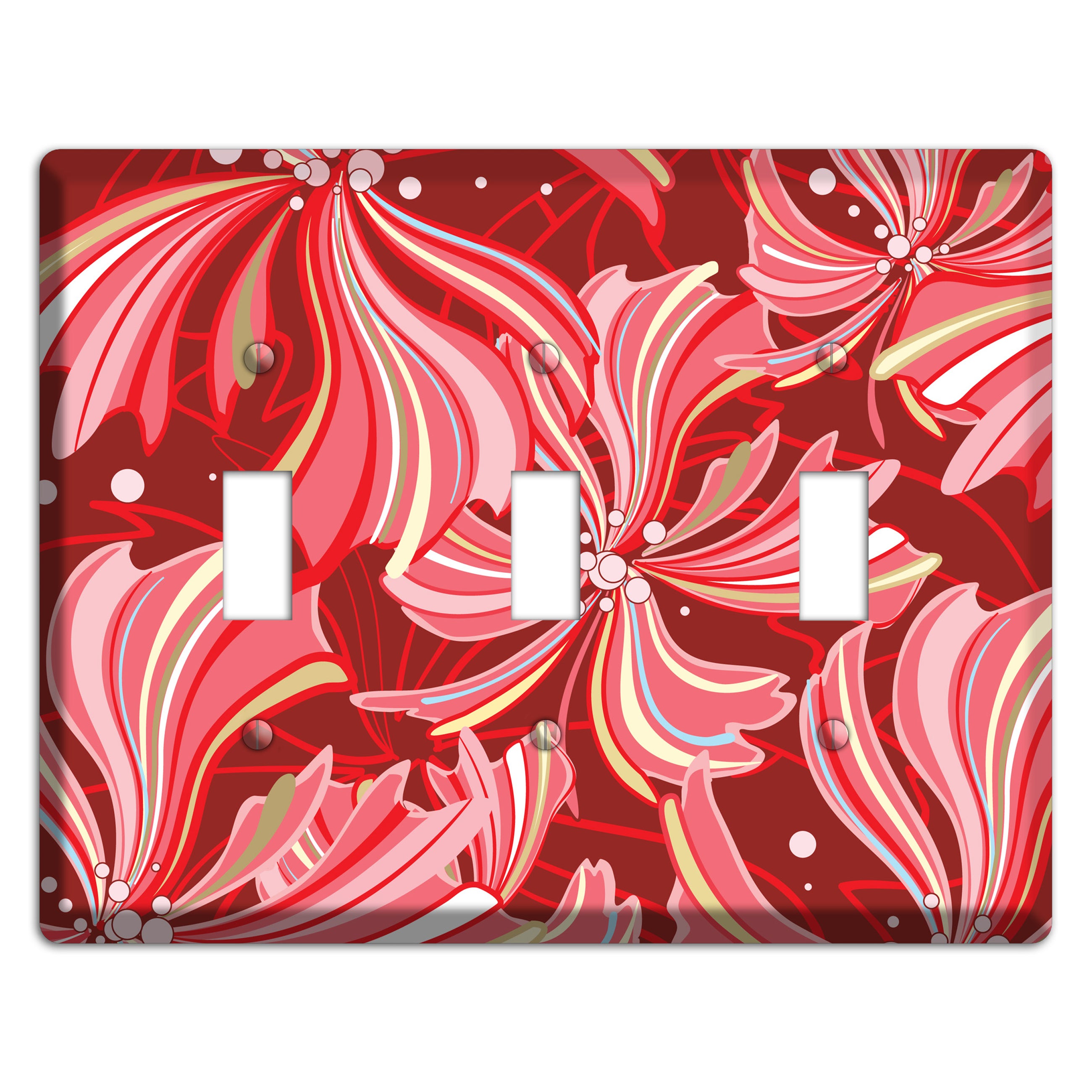 Red Deco Blossoms 3 Toggle Wallplate