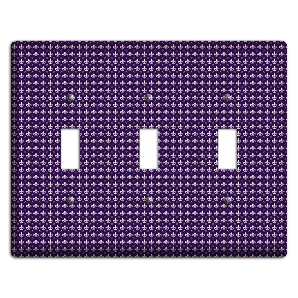 Purple Fleur de Lis 3 Toggle Wallplate