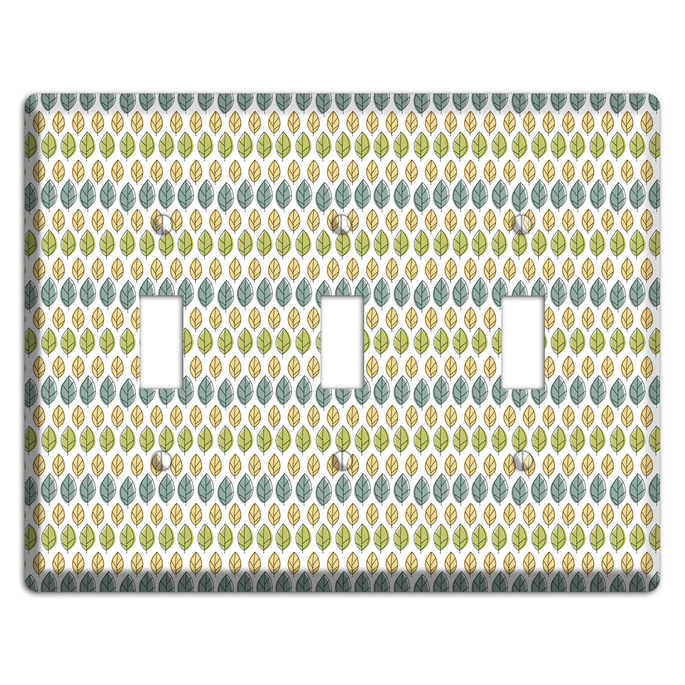 Sage Beige Dusty Blue Leaf Contour 3 Toggle Wallplate