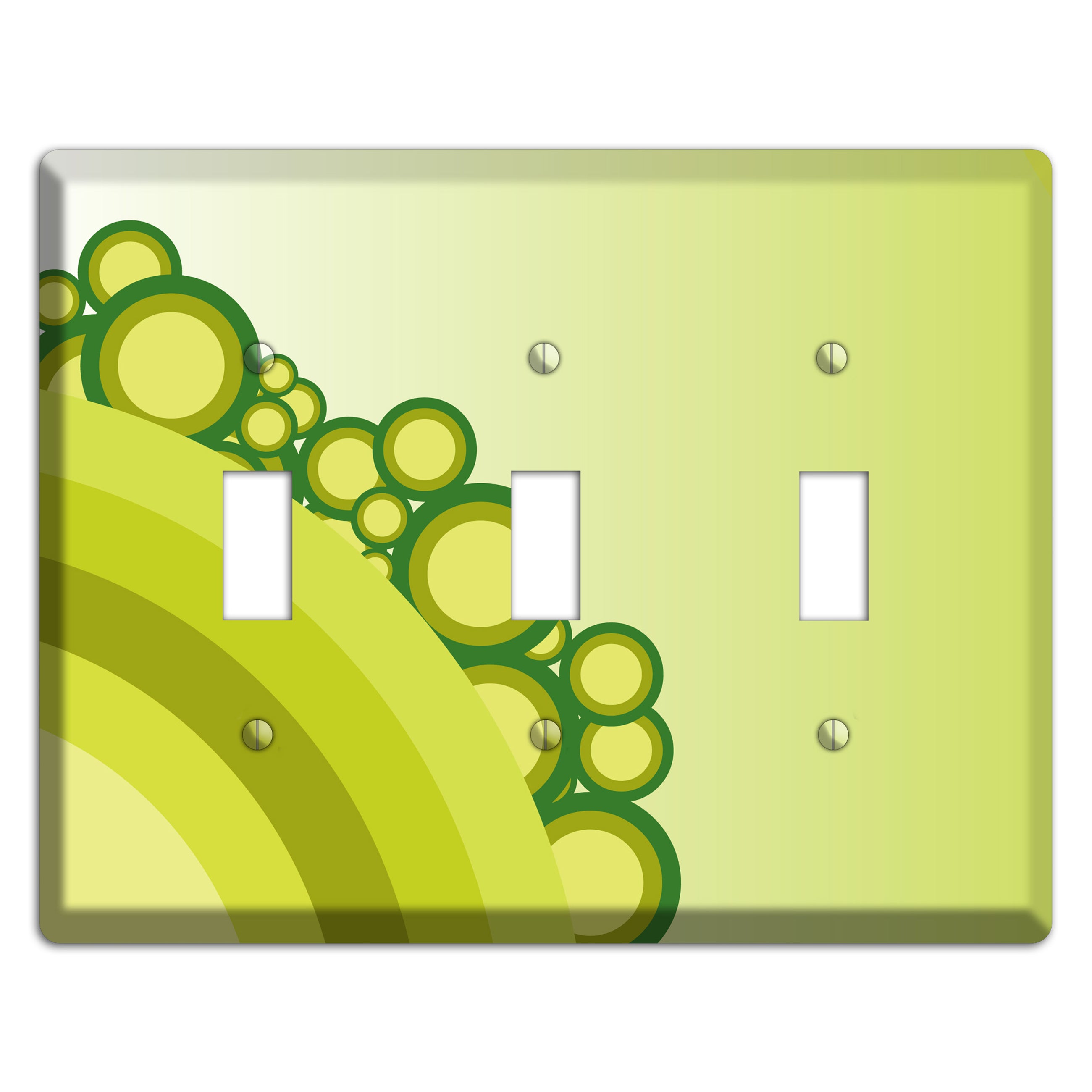 Green Rainbow Dots 3 Toggle Wallplate