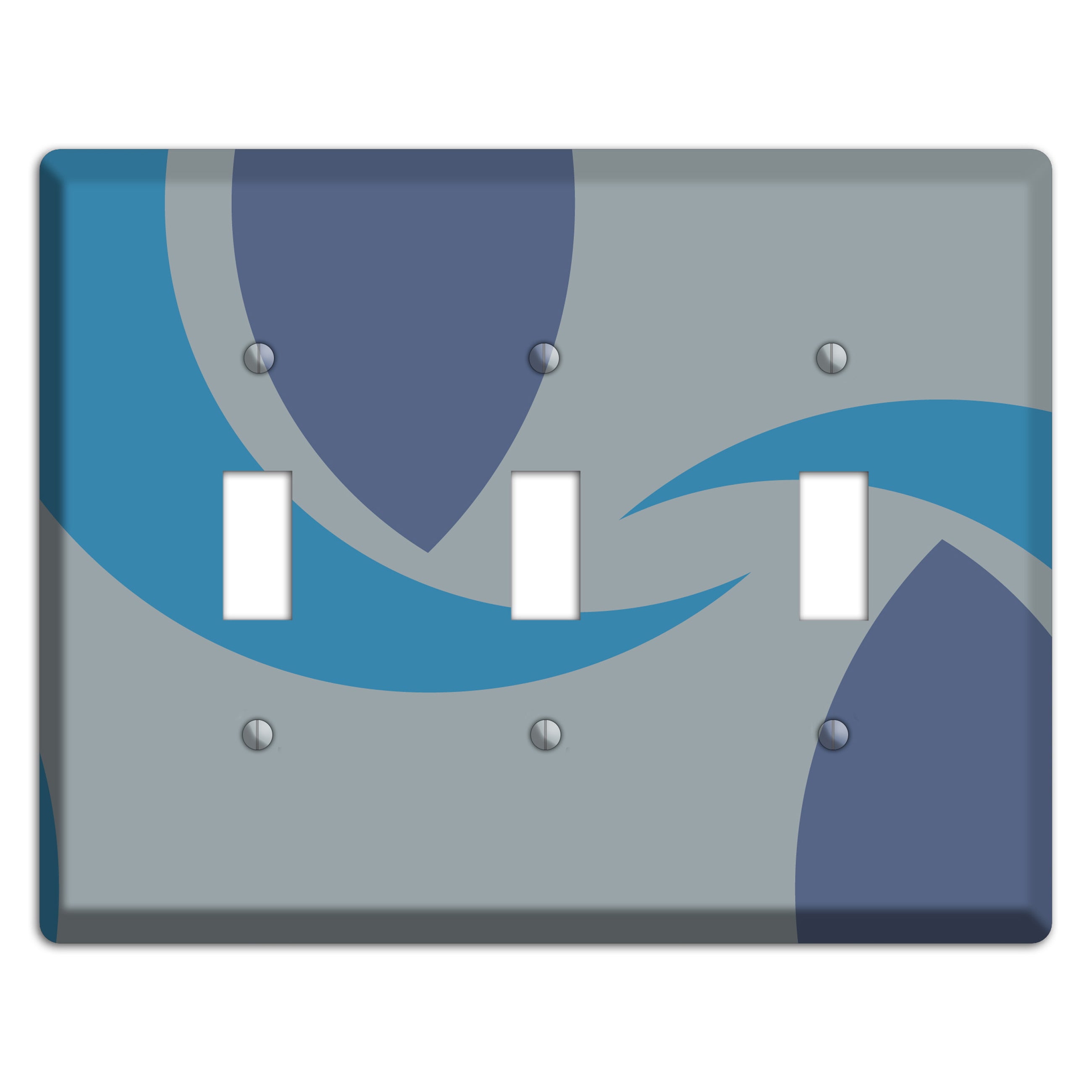 Grey and Blue Abstract 3 Toggle Wallplate