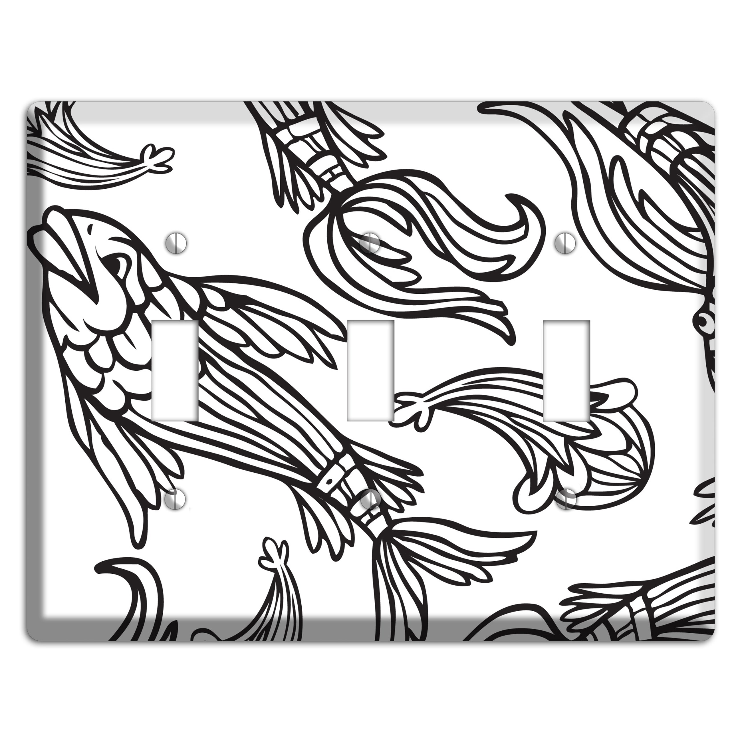 White and Black Koi 3 Toggle Wallplate