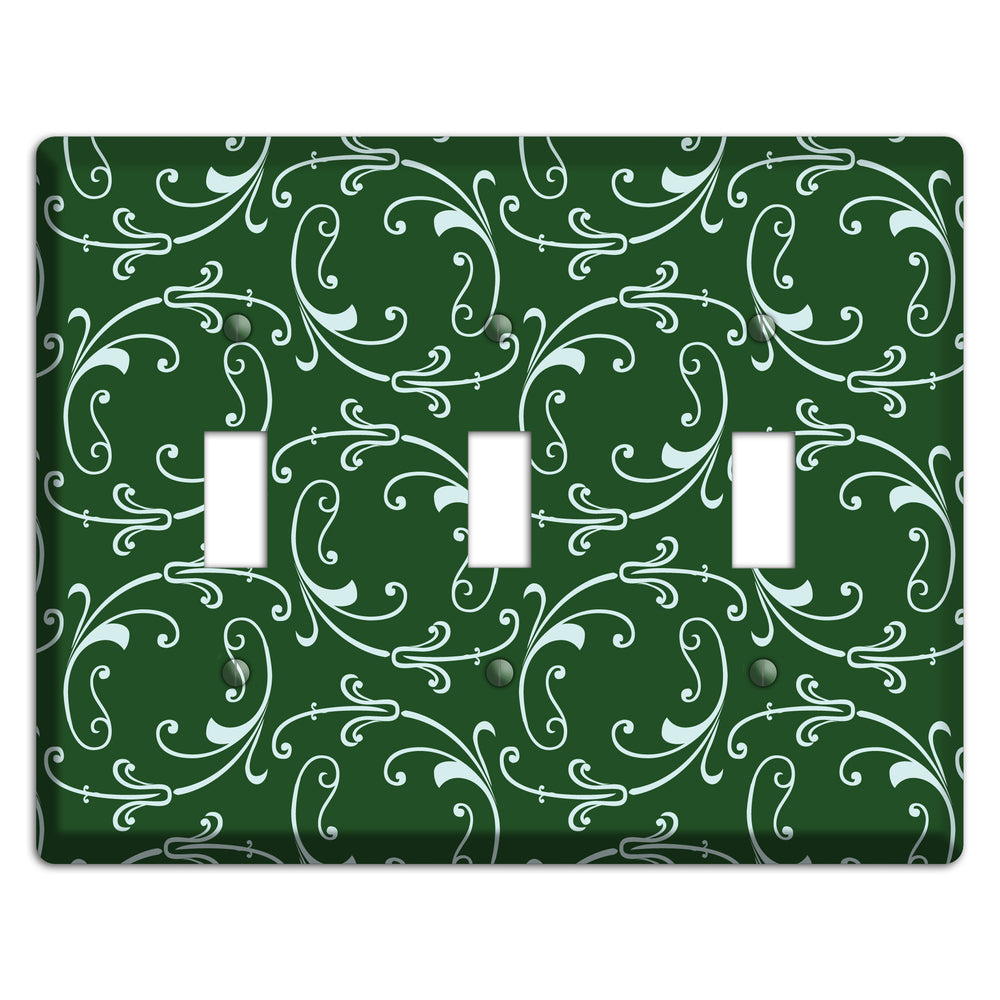 Green Victorian Sprig 3 Toggle Wallplate