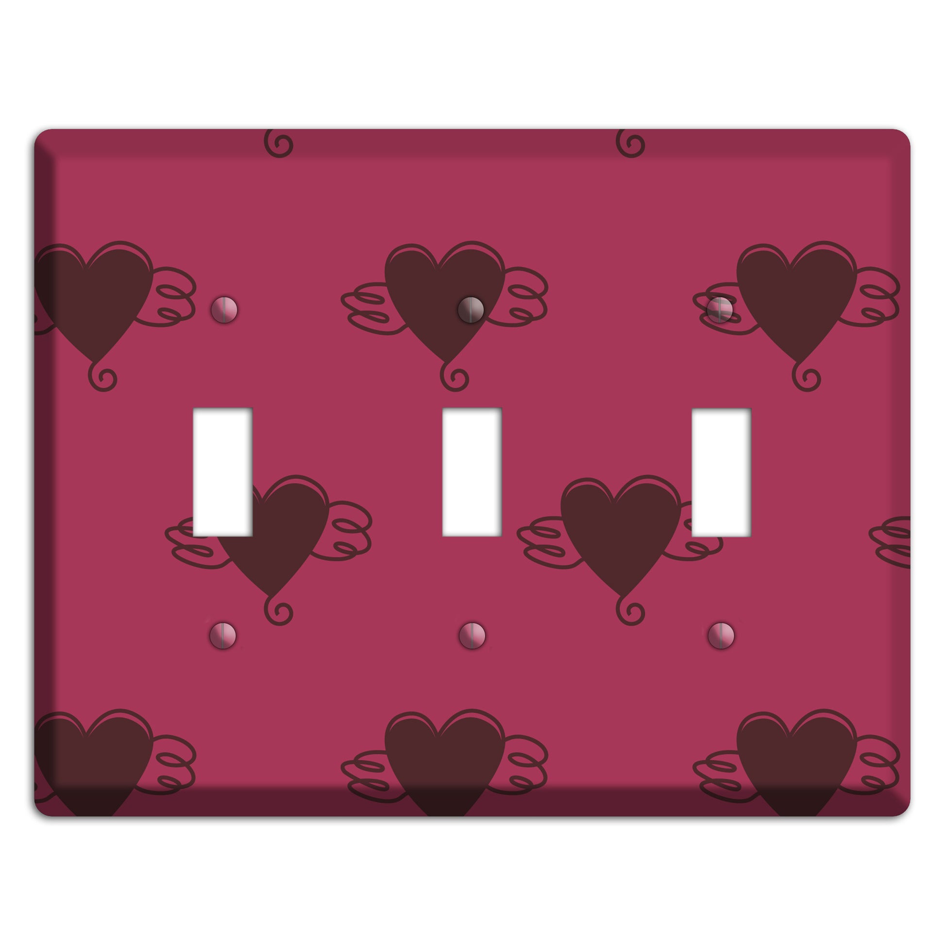 Fuschia Winged Hearts 2 3 Toggle Wallplate
