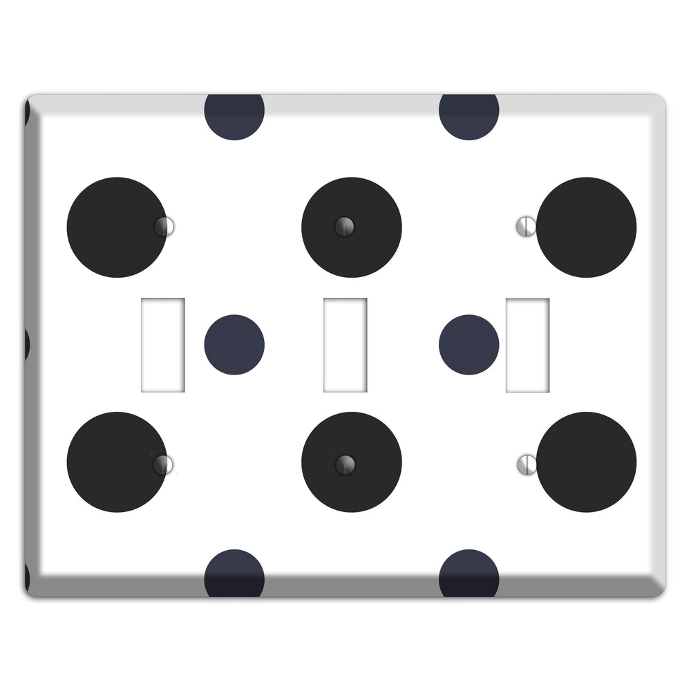 Black Multi Medium Polka Dots 3 Toggle Wallplate