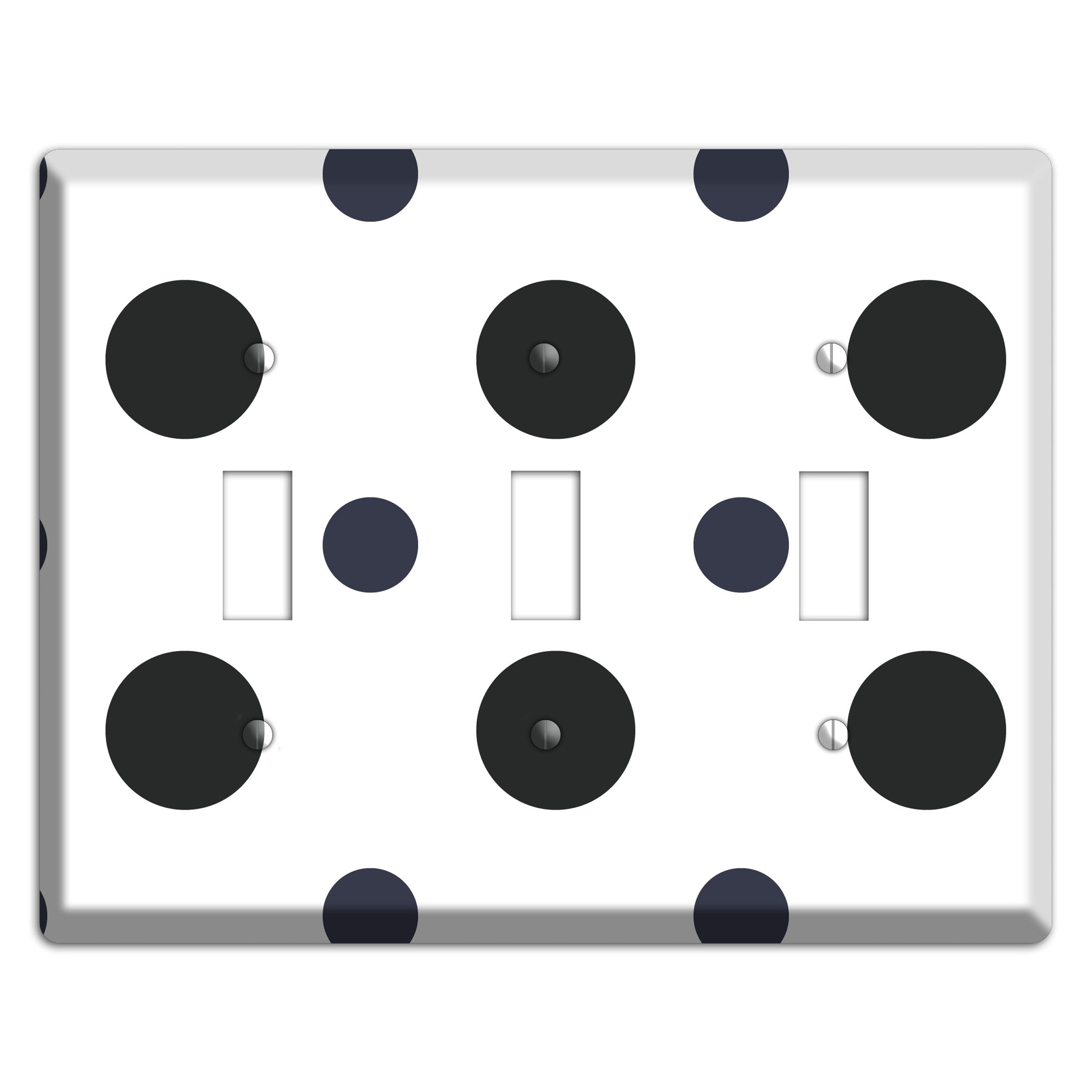Black Multi Medium Polka Dots 3 Toggle Wallplate