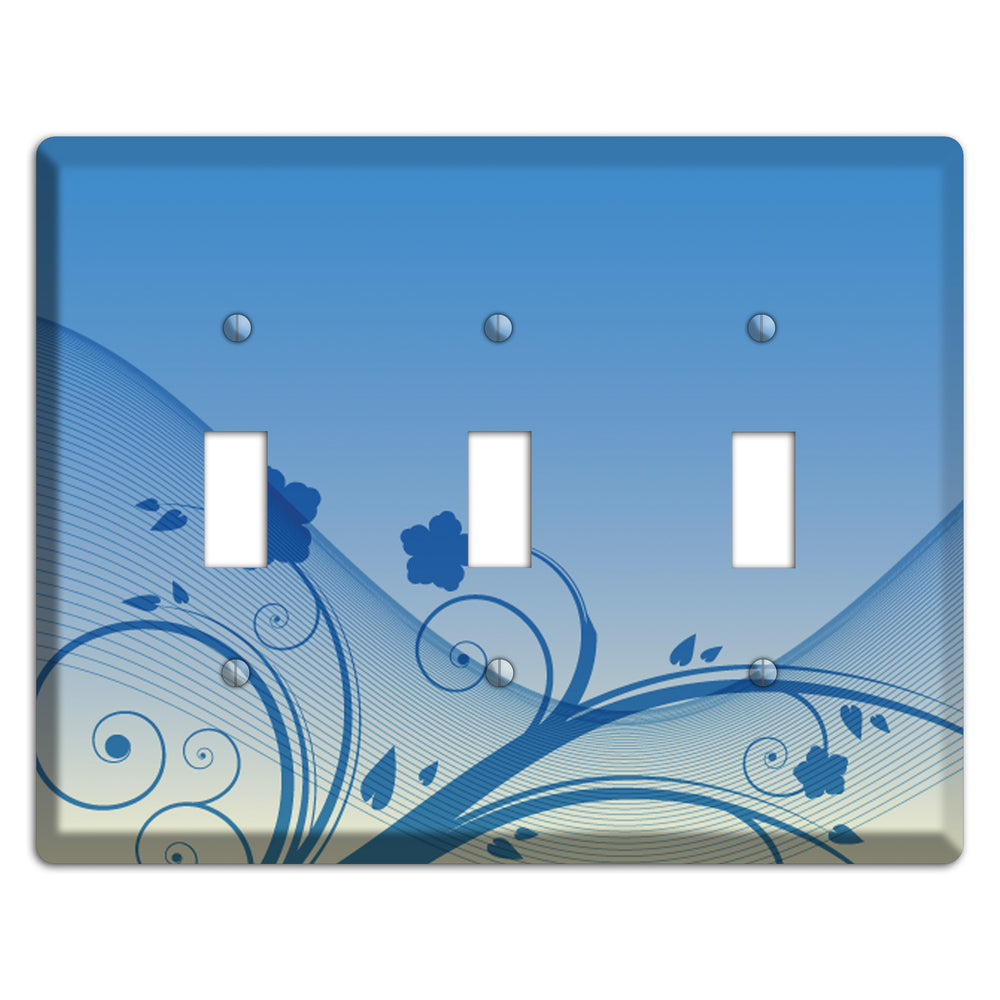 Blue Swirls 3 Toggle Wallplate
