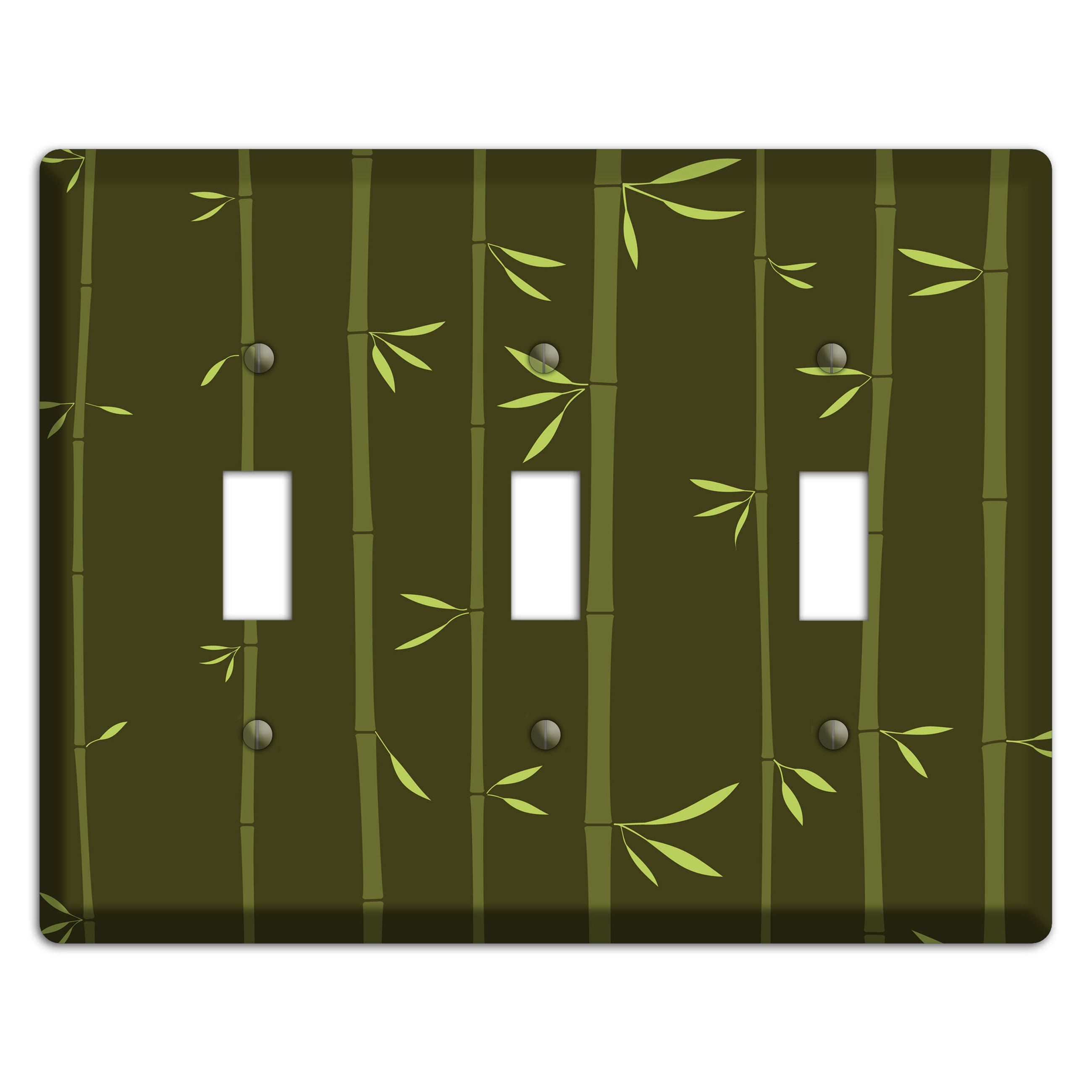 Dark Green Bamboo 3 Toggle Wallplate