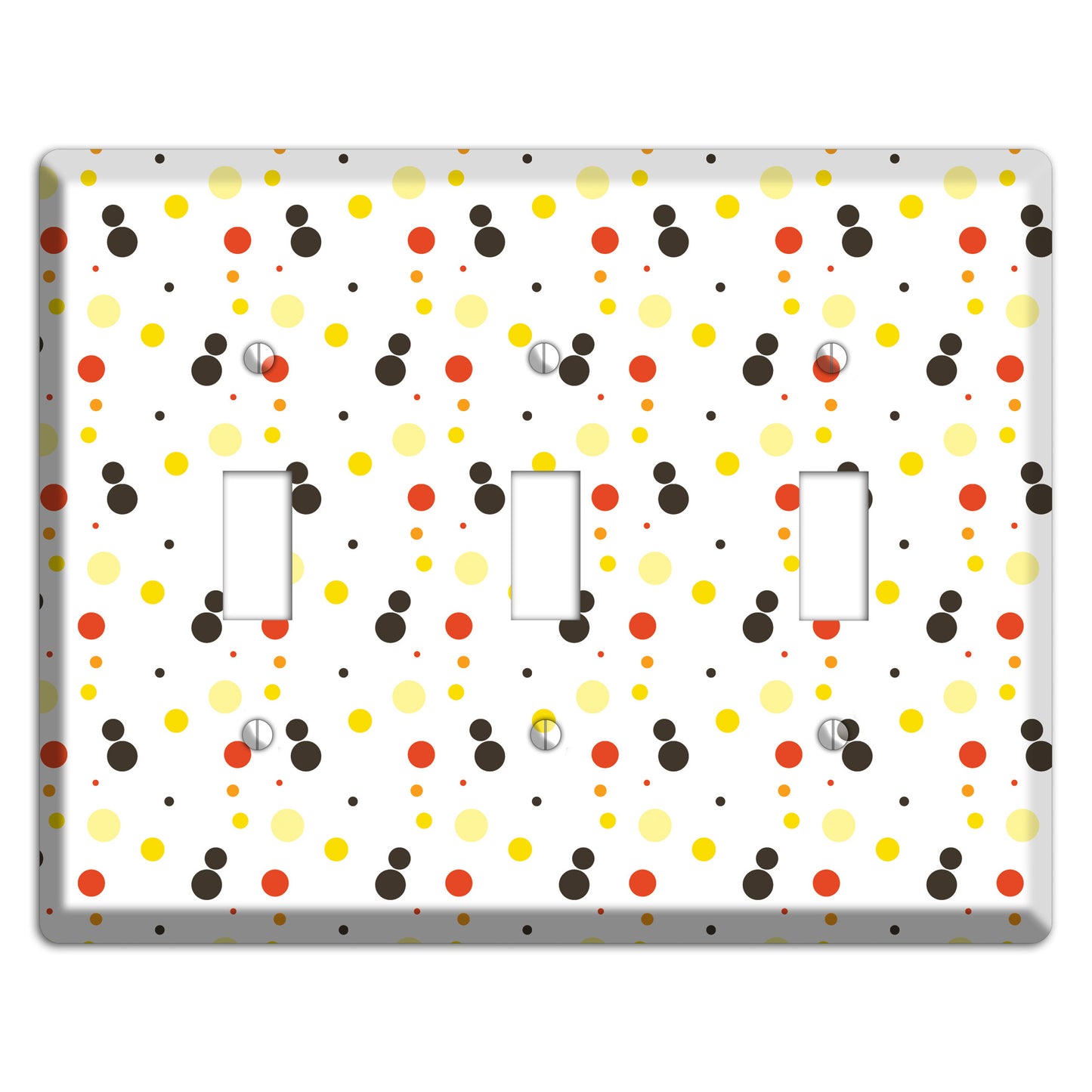 White With Black Maroon Olive Tiny Dots 3 Toggle Wallplate