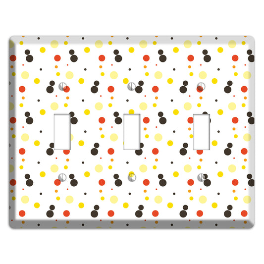 White With Black Maroon Olive Tiny Dots 3 Toggle Wallplate