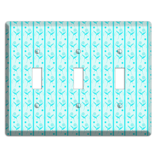Teal Floral Pattern 3 Toggle Wallplate